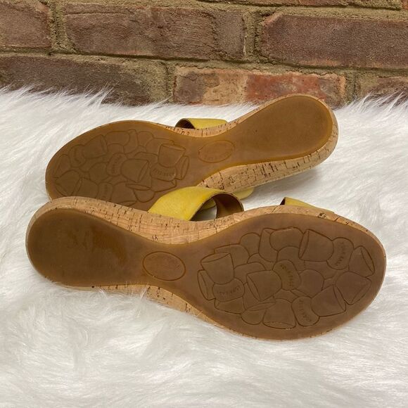 Kork Ease Elaver Yellow Slide Toe Loop Thong Leather Sandal Size 10 - Picture 6 of 8
